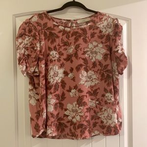 Loft short sleeve blouse w/sleeve rouching